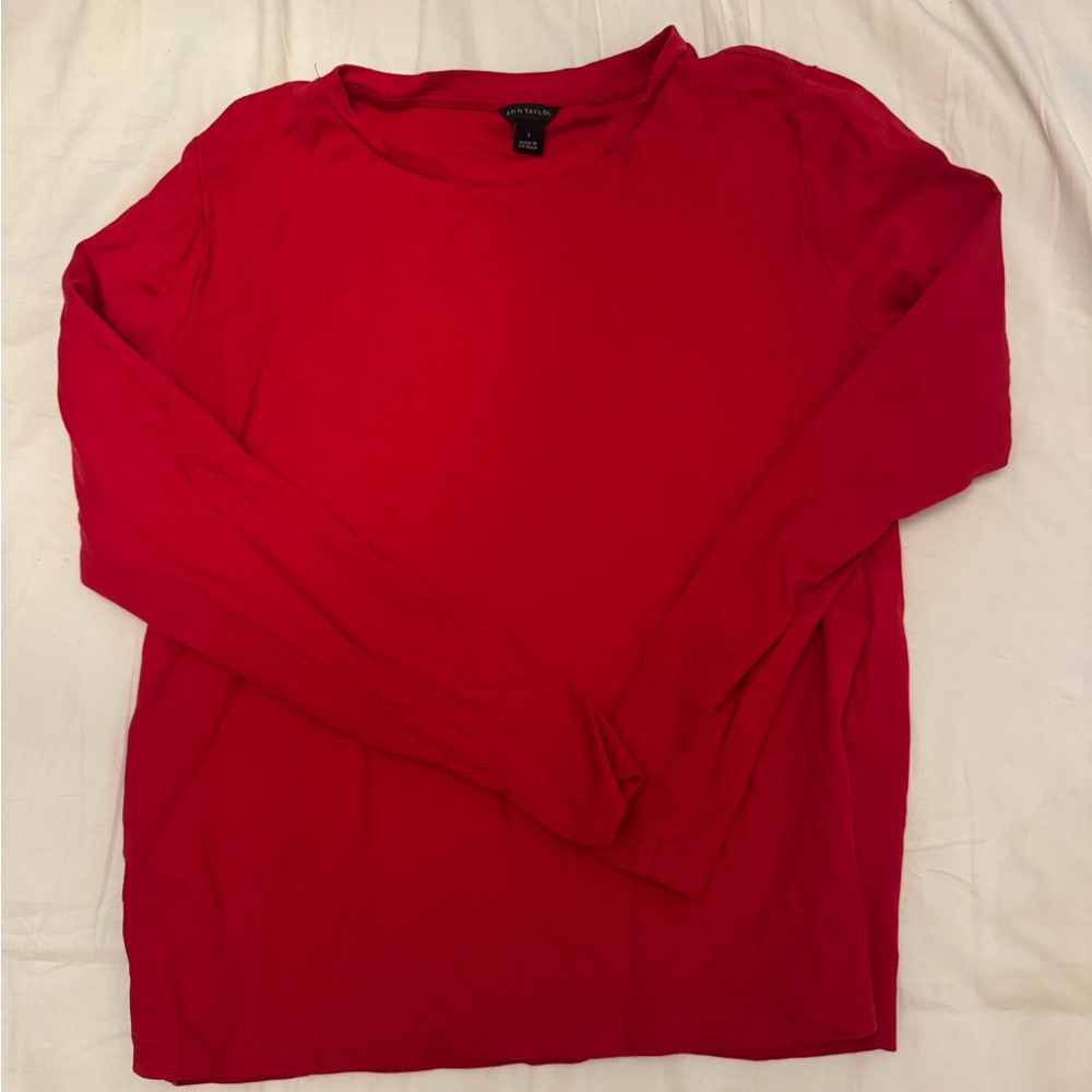 Ann Taylor Red Long Sleeve Top